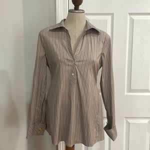 Vintage BCBGMaxazria Button-down shirt striped blouse V-neck women size M